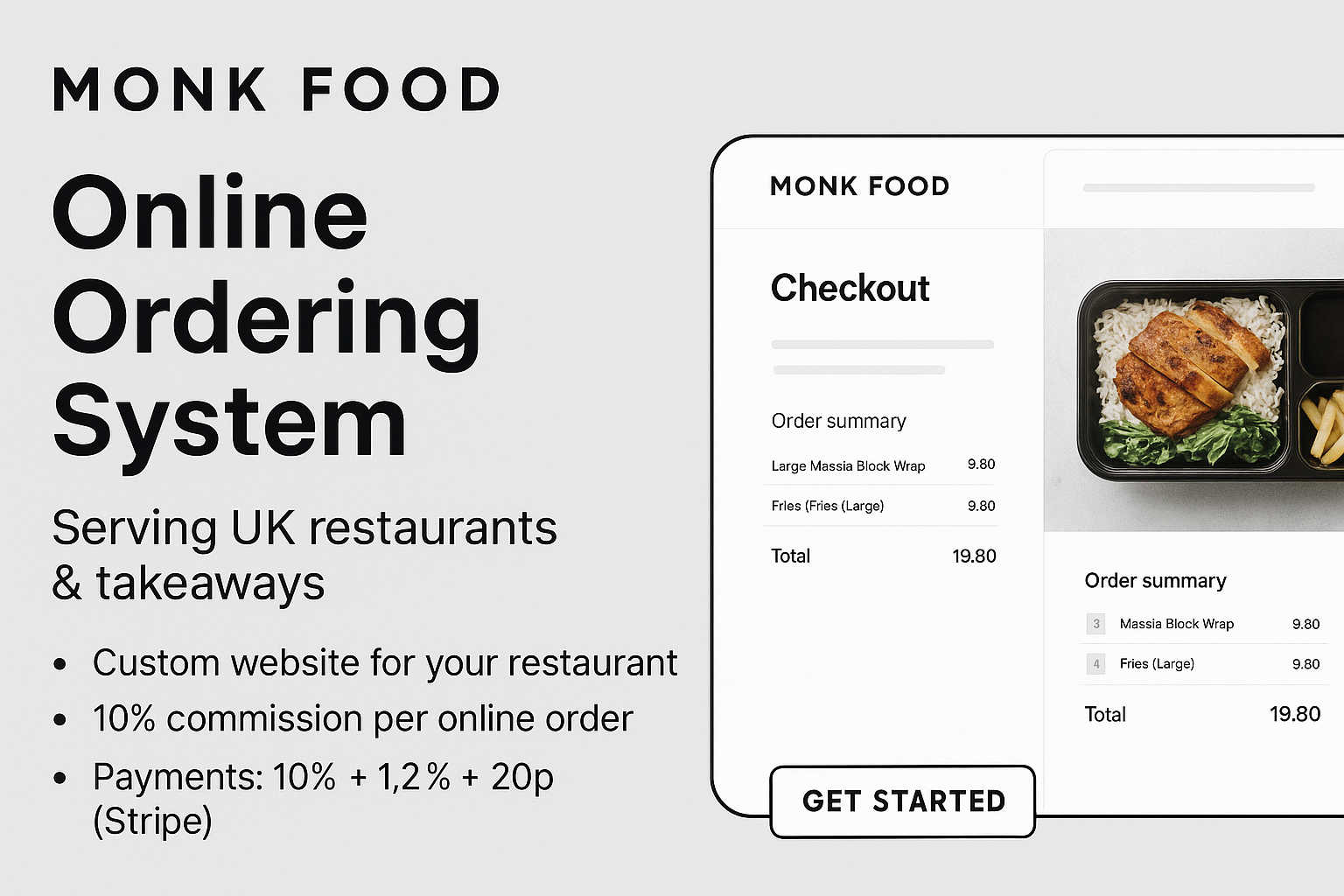 Monk Food Analystic Online Ordering System